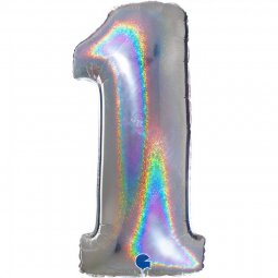 Balão Foil 102cm Holográfico Glitter Prateado