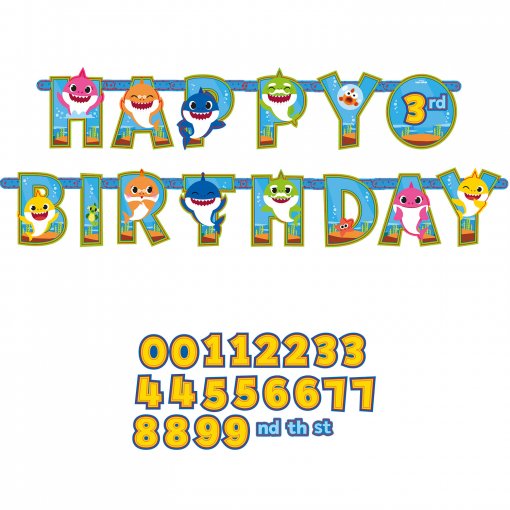 Grinalda Idade Personalizável 3,2 x 22cm Baby Shark