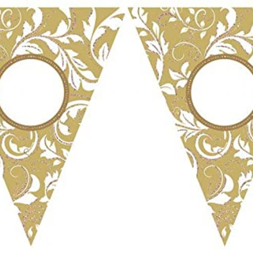 Bandeira Triangular Papel Personalizável Dourado