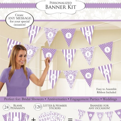 Bandeira Triangular Papel Personalizável Lilás