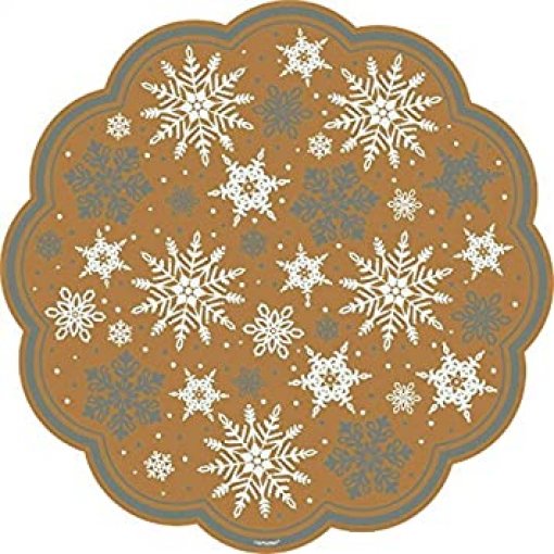 18 Naperons 30cm Dourado Floco de Neve