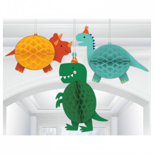 3 Decorações Pendentes Dino-Mite Party Dinossauro