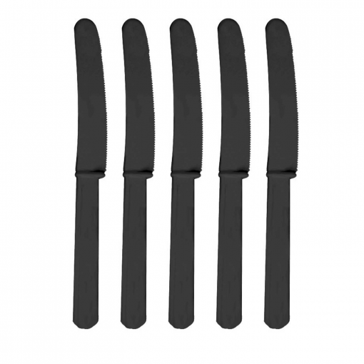 10 Facas de Plástico Preto