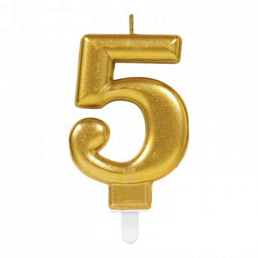 Vela Aniversário Dourado Metalizado nº5