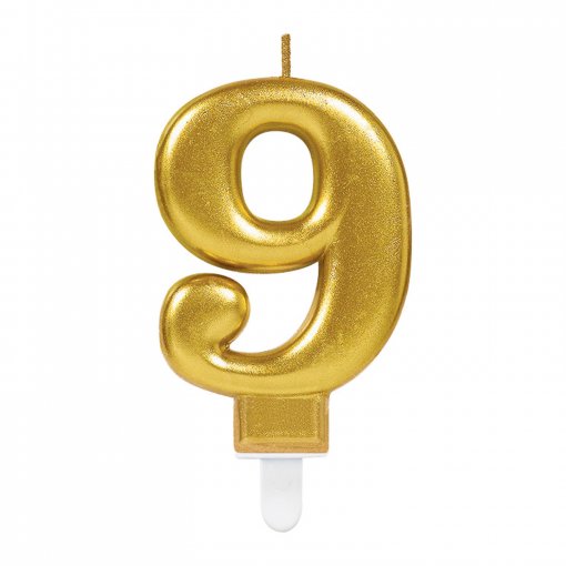 Vela Aniversário Dourado Metalizado nº9