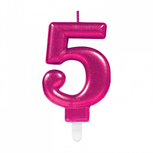 Vela Aniversário Rosa Metalizado nº5