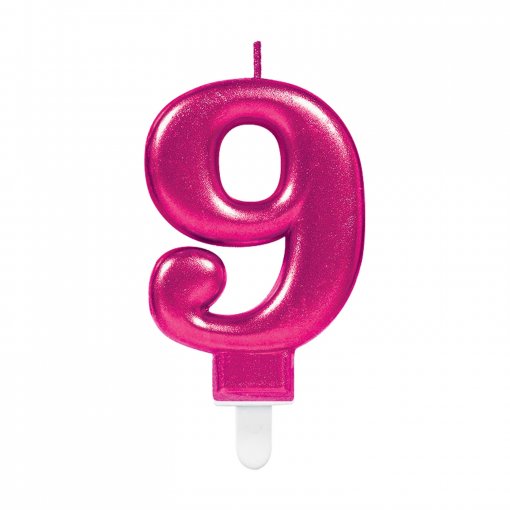 Vela Aniversário Rosa Metalizado nº9