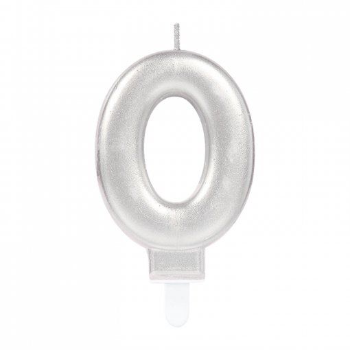 Vela Aniversário Prateado Metalizado nº0