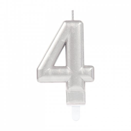 Vela Aniversário Prateado Metalizado nº4