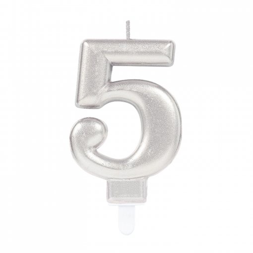 Vela Aniversário Prateado Metalizado nº5