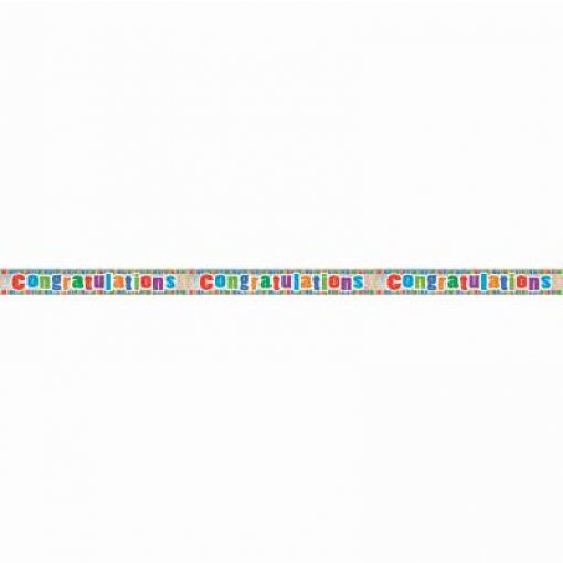 Faixa foil 3,66m 'Congratulations' Colorido