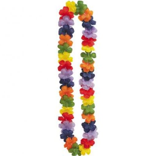 Colar Flores Arco-íris Luau 40''