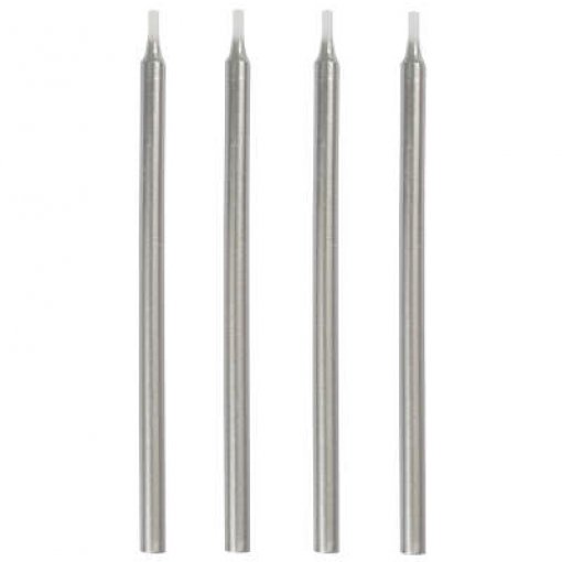 12 Velas 13cm Prateado Metalizado