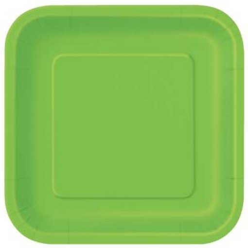 12 un - 14 Pratos Quadrados 23cm Verde Lima