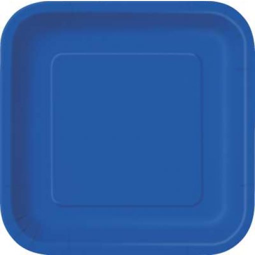 14 Pratos Quadrados 23cm Azul Médio