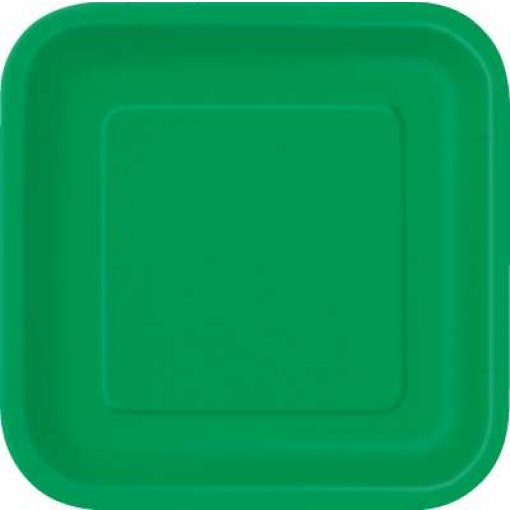 14 Pratos Quadrados 23cm Verde Escuro