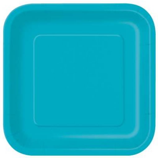 16 Pratos Quadrados 18cm Azul Caribe