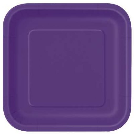 14 Pratos Quadrados 23cm Roxo Escuro