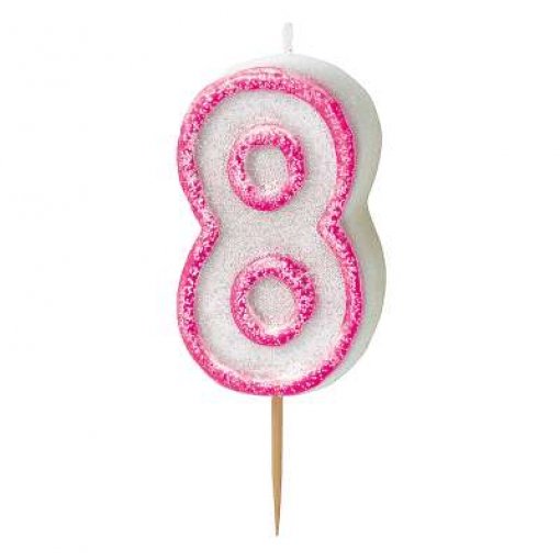 Vela Aniversário Glitz Rosa nº 8