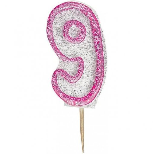 Vela Aniversário Glitz Rosa nº 9