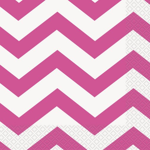 16 Guardanapos 33cm Chevron Rosa Choque
