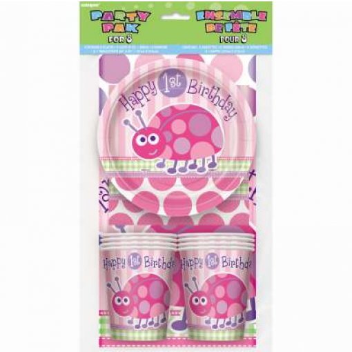 Pack de Festa para 8 pessoas Joaninhas Rosa