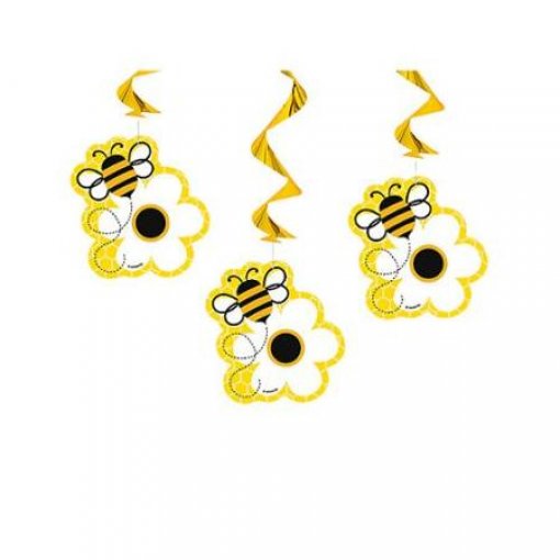 3 Pendentes Decorativos Espirais Abelhas