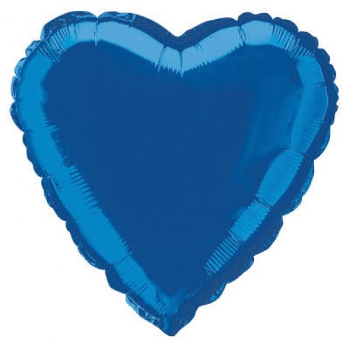 12 Balões Foil Coração 18'' Bulk Azul Médio