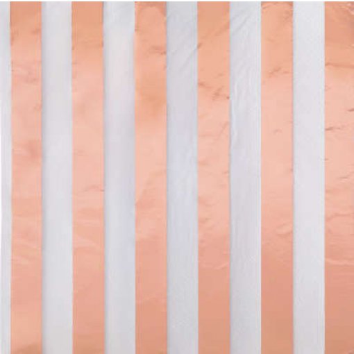 16 Guardanapos 33cm Riscas Rose Gold Foil