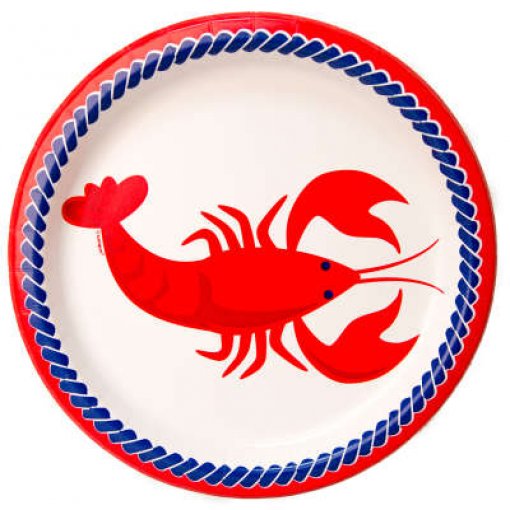 8 Pratos 23cm Lagosta Nautical - Marisco