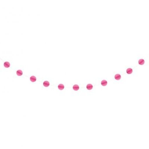 Grinalda Mini Bolas de Papel Decorativas 2,14m Rosa Choque