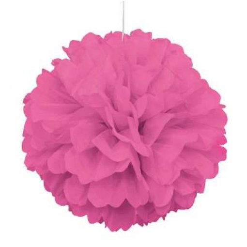 Pom Pom Decorativo Papel 16'' Rosa Choque