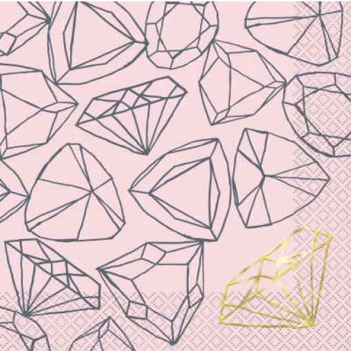 16 Guardanapos 33cm Diamond Bachelorette Rosa