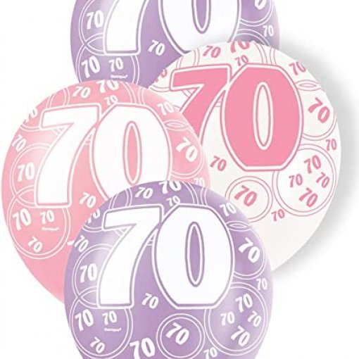 6 Balões Latex 12'' 'Happy Birthday' Glitz Rosa nº 70