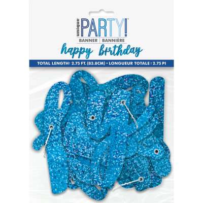 2 Grinaldas Papel 'Happy Birthday' Glitz Blue Glitter