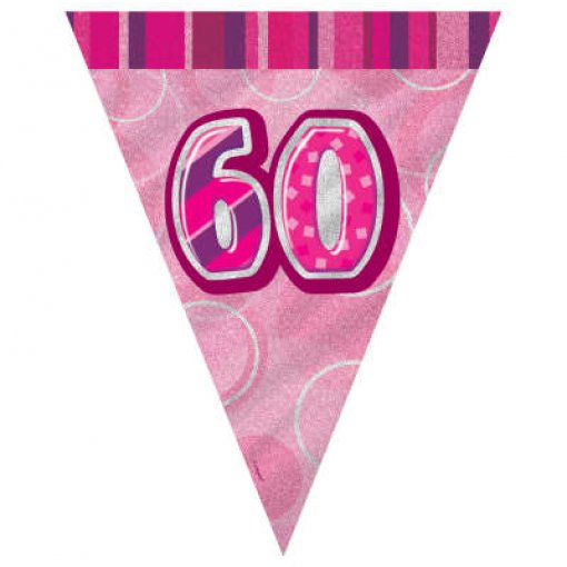 Bandeira Triangular Foil 2,75m Glitz Rosa nº 60