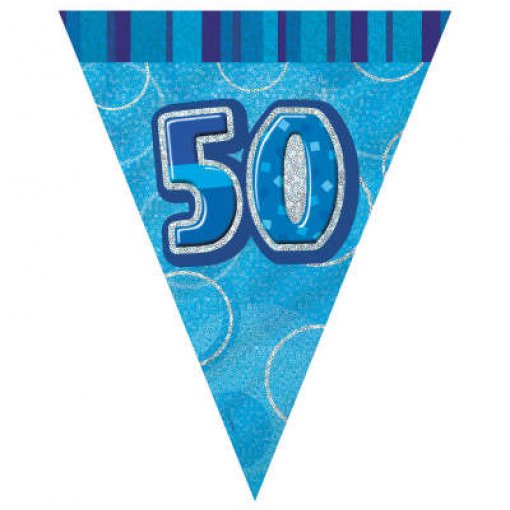 Bandeira Triangular Foil 2,75m Glitz Azul nº 50