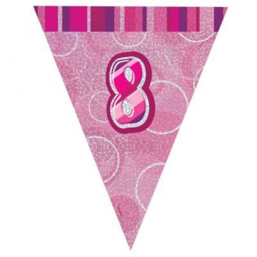 Bandeira Triangular Foil 2,75m Glitz Rosa nº 8