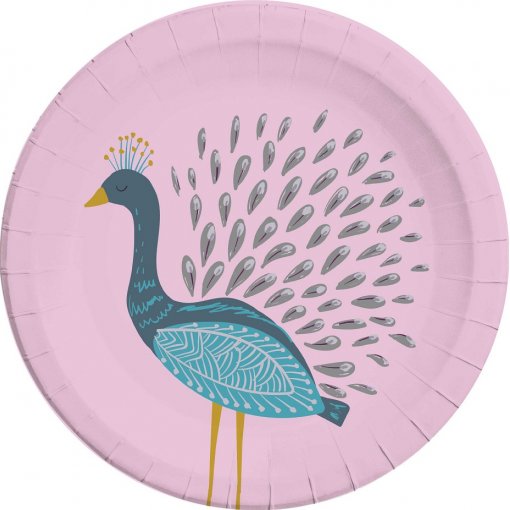 8 Pratos 23cm Pavão