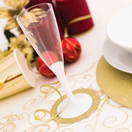 6 Bases para Copos 8,5cm Glitter Dourado