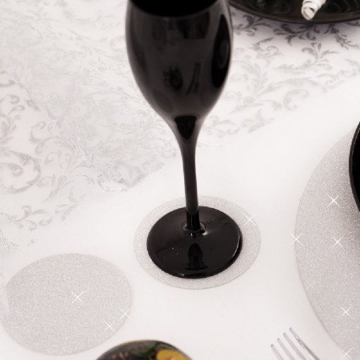 6 Bases para Copos 8,5cm Glitter Prateado