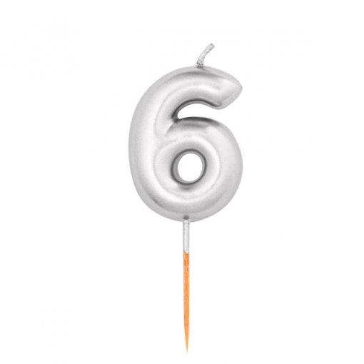 Vela Aniversário 8cm Prateado Metalizado nº6