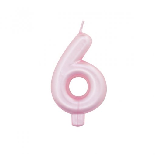 Vela Aniversário 9cm Rosa Perlado nº6