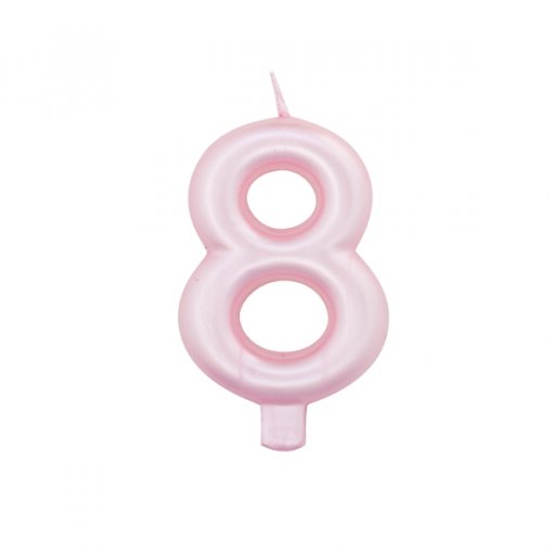 Vela Aniversário 9cm Rosa Perlado nº8