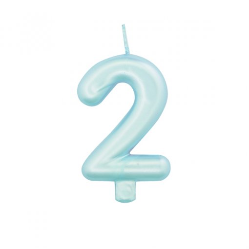 Vela Aniversário 9cm Azul Perlado nº2