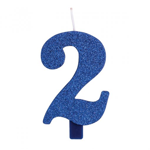 Vela Aniversário 9,5cm Azul Glitter nº2