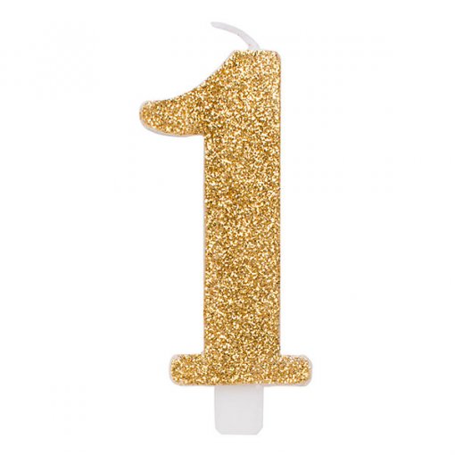 Vela Aniversário 9,5cm Dourado Glitter nº1