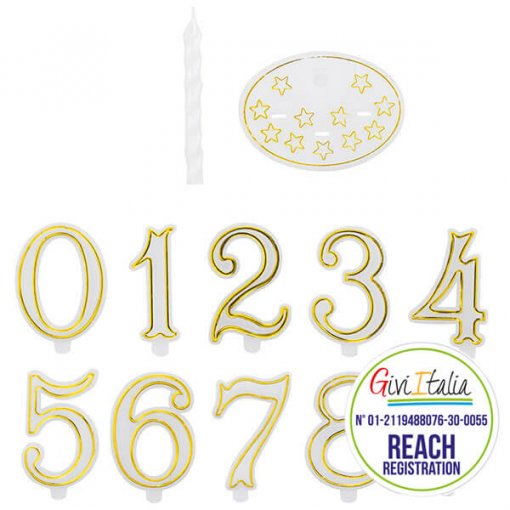 Vela Aniversário 7,5cm Perlada com 10 números + base