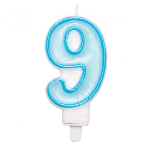 Vela Aniversário 8,5cm Azul Claro nº9
