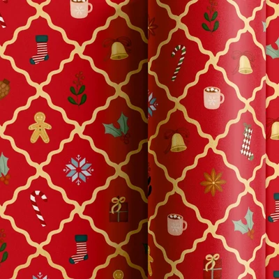 Papel de Embrulho 70x200cm Natal Vermelho